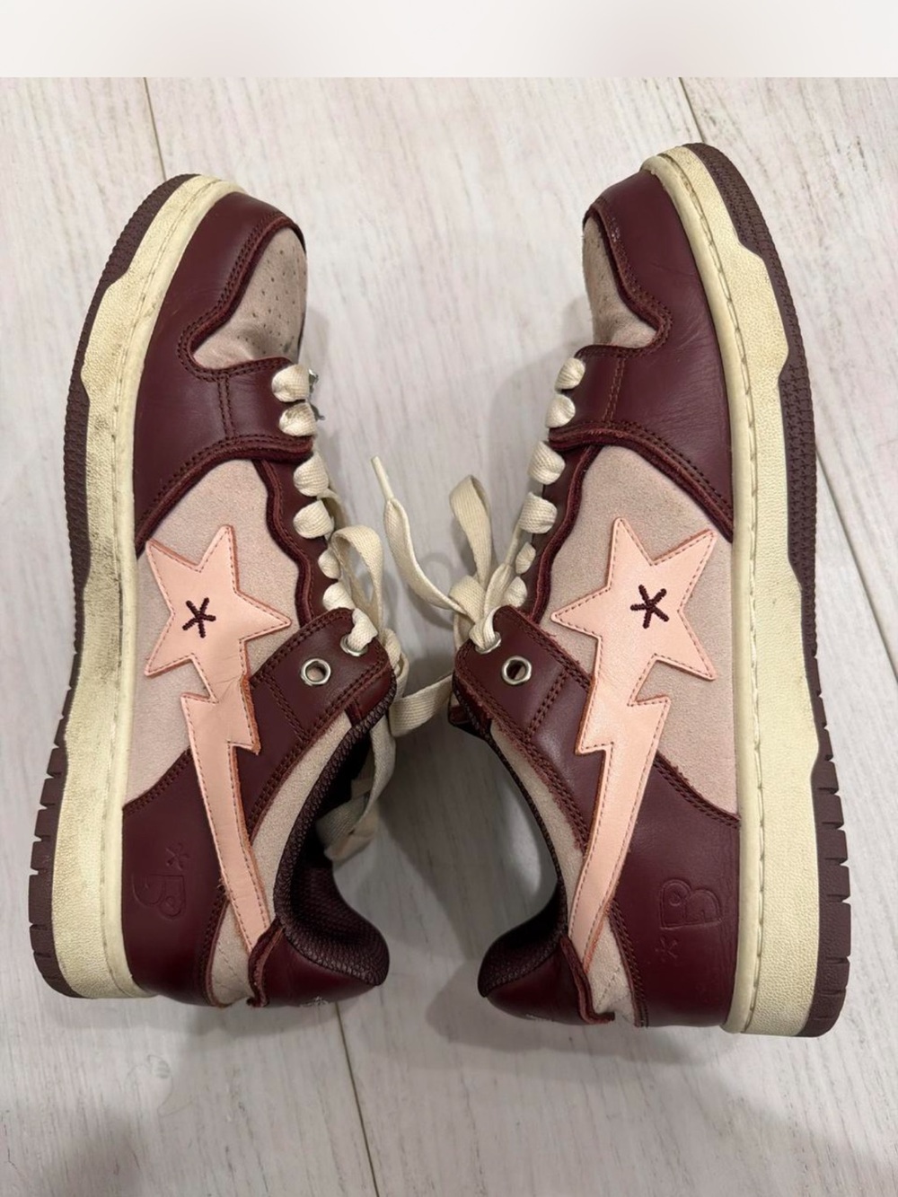Bape Women’s Low-Top Sneakers in Burgundy and Blush Pink